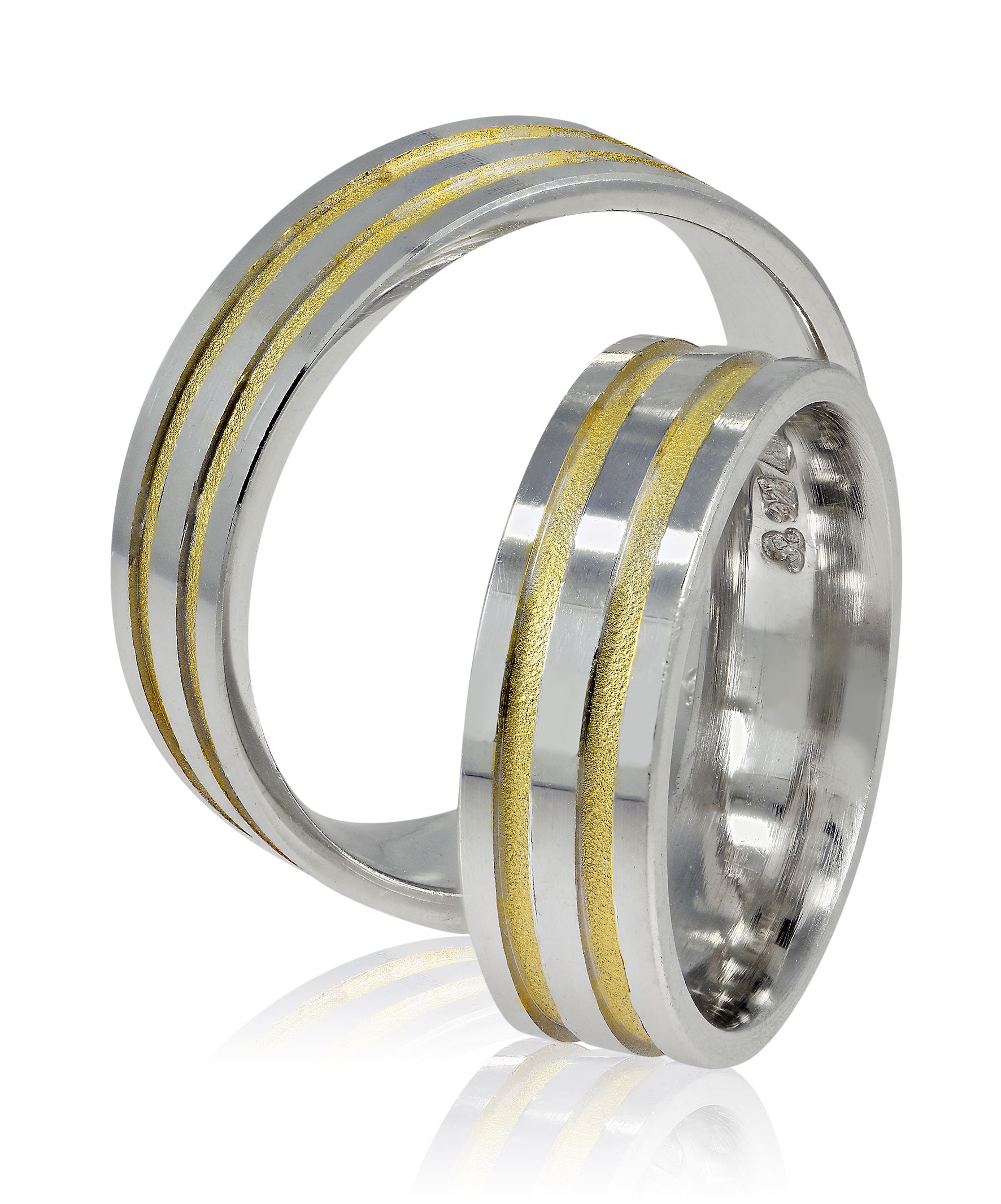 White gold & yellow gold wedding rings 6mm (code SS11a)